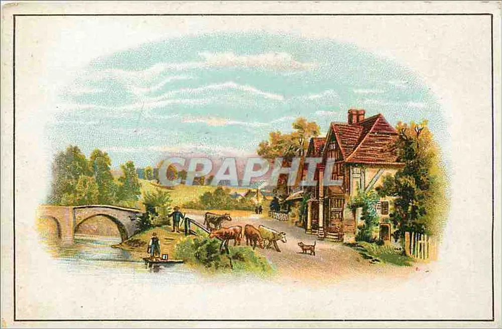 Landschaft mit Brücke und Haus — Verlag nicht sichtbar - Vorderseite