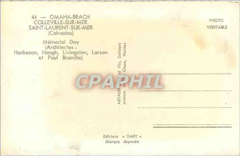 Omaha Beach — Colleville-sur-Mer — Verlag Artaud & Fils, Nantes - Rückseite