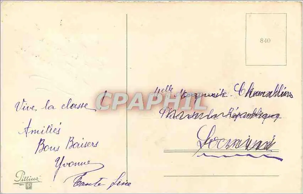 Arranjo de pensamentos coloridos — Aniversário — editor P. Dittius, n° 840 - Verso