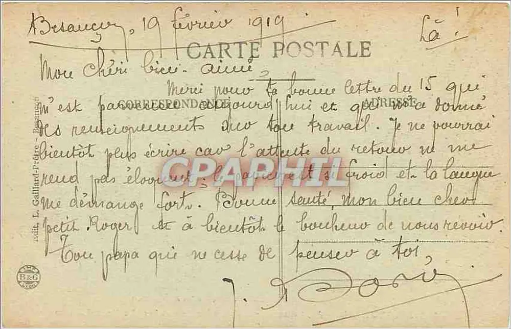 Le Grand Saut — Schlucht von Nouaillles — Ausflug in die Franche-Comté — MOUTHIER — n°1151 - Rückseite