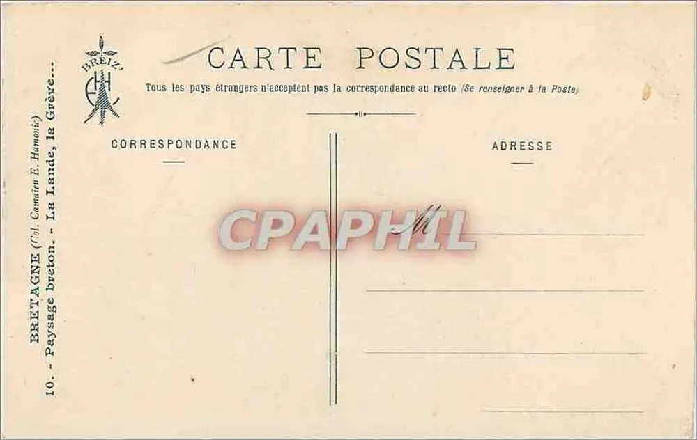 La Lande - Paysage breton — Bretagne (Cal. Camatain E. Hamonit) — n°10 - Verso