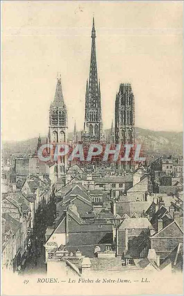 Rouen — As Flechas da Catedral de Notre-Dame — LL. — n°49 - Frente