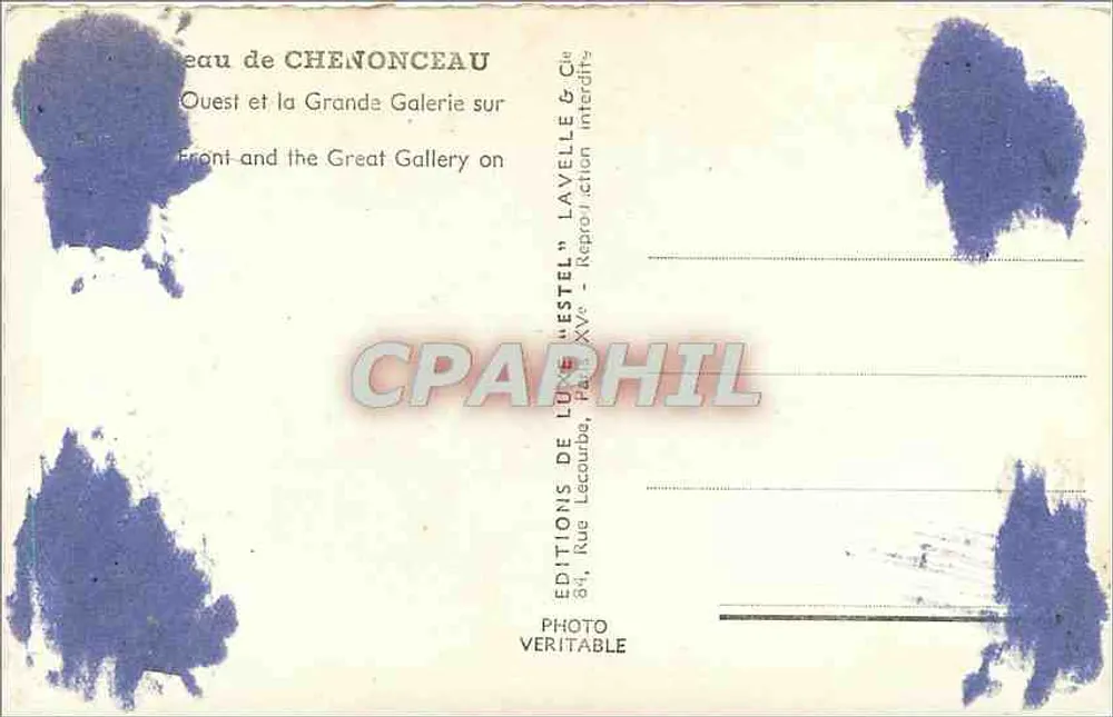 Château de Chenonceau — Vue Ouest et la Grande Galerie sur le front — Estel - Verso