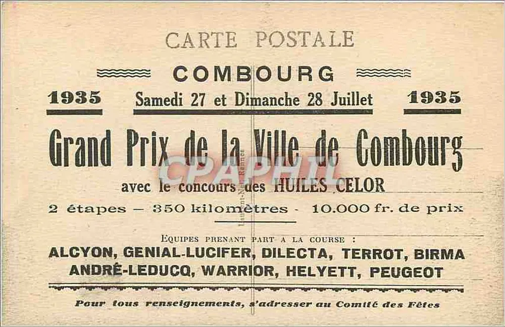 Combourg - O Castelo — editor desconhecido, n° 2518 - Verso