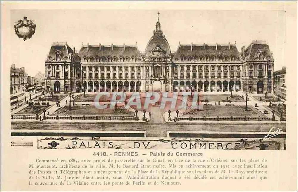 Rennes - Palácio do Comércio — editor Laurent-Nel, n° 4418 - Frente