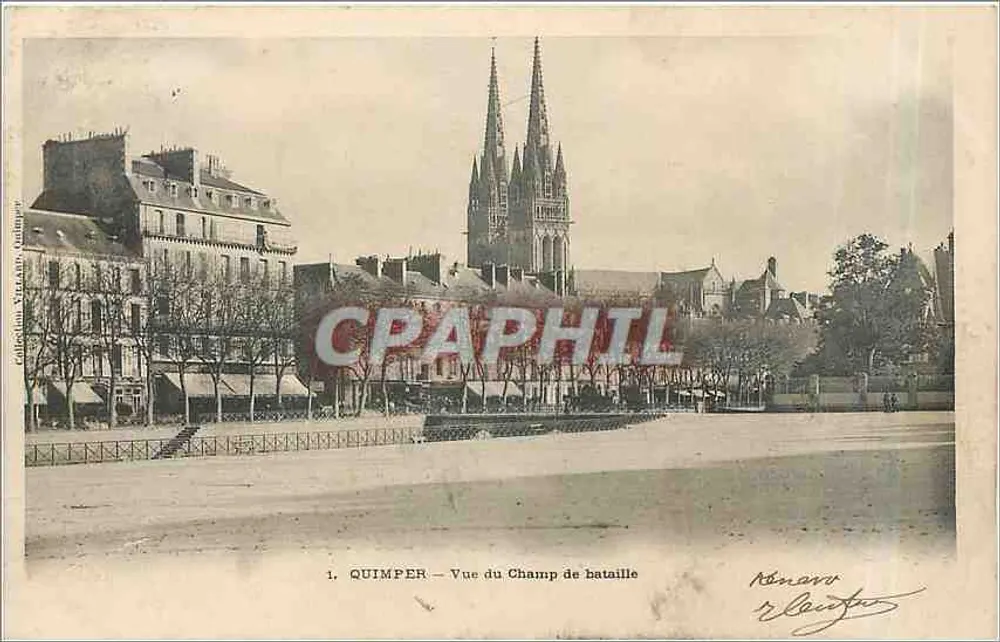Quimper — Vista do Campo de Batalha — editor Romain Blaizot, n°1 - Frente