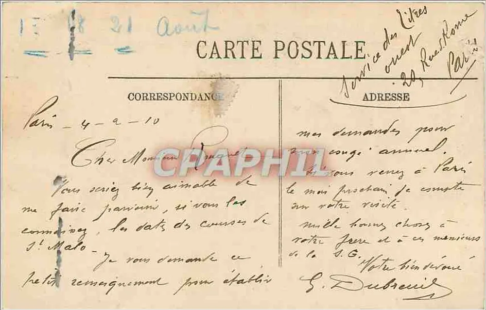Überschwemmungen in Paris — Januar 1910 — Die Ponsonniers am Cours Reille — LL - Rückseite