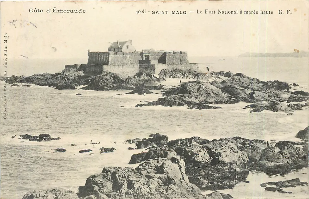 Saint-Malo — Le Fort National à marée haute — G.F. — Côte d'Émeraude - Recto