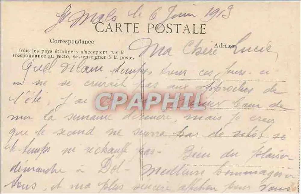 SAINT-MALO — Les Remparts de Bon-Secours — Côte d’Emeraude — Éditeur B.P.D. n°1494 - Verso