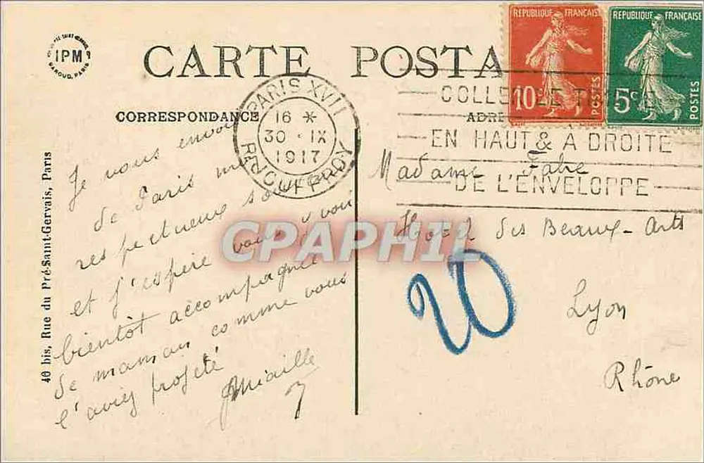PARIS — A Place de l'Opéra — Editor desconhecido, n°1 - Verso