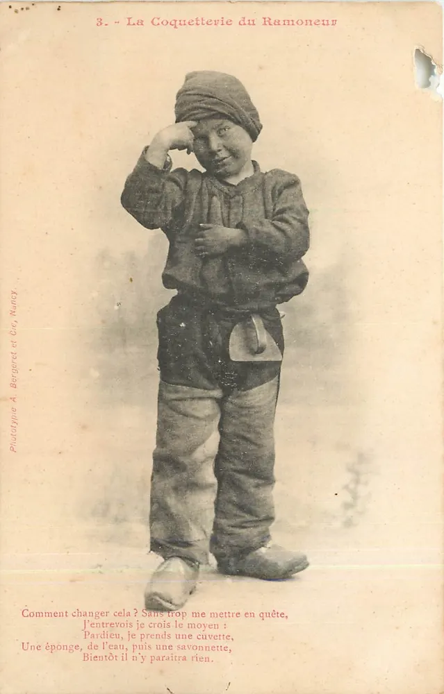 Criança ramoneira — A Coqueteria do Ramoneiro — Fototipia A. Bergeret e Cie, Nancy - Frente