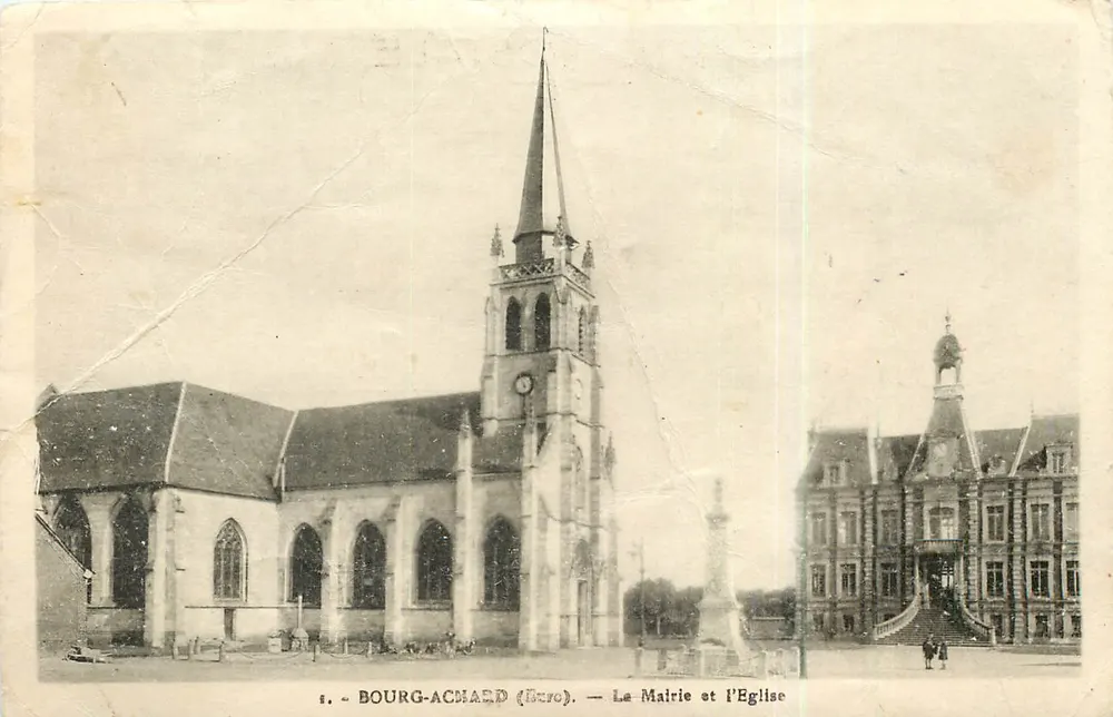 bourg-achard (eure) — 시청과 교회 - 앞면