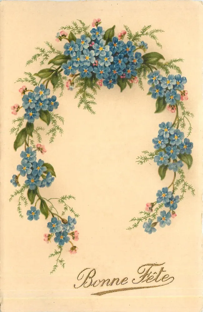 Blue Flower Bouquet — Happy Birthday — Photochrom 80 - Front