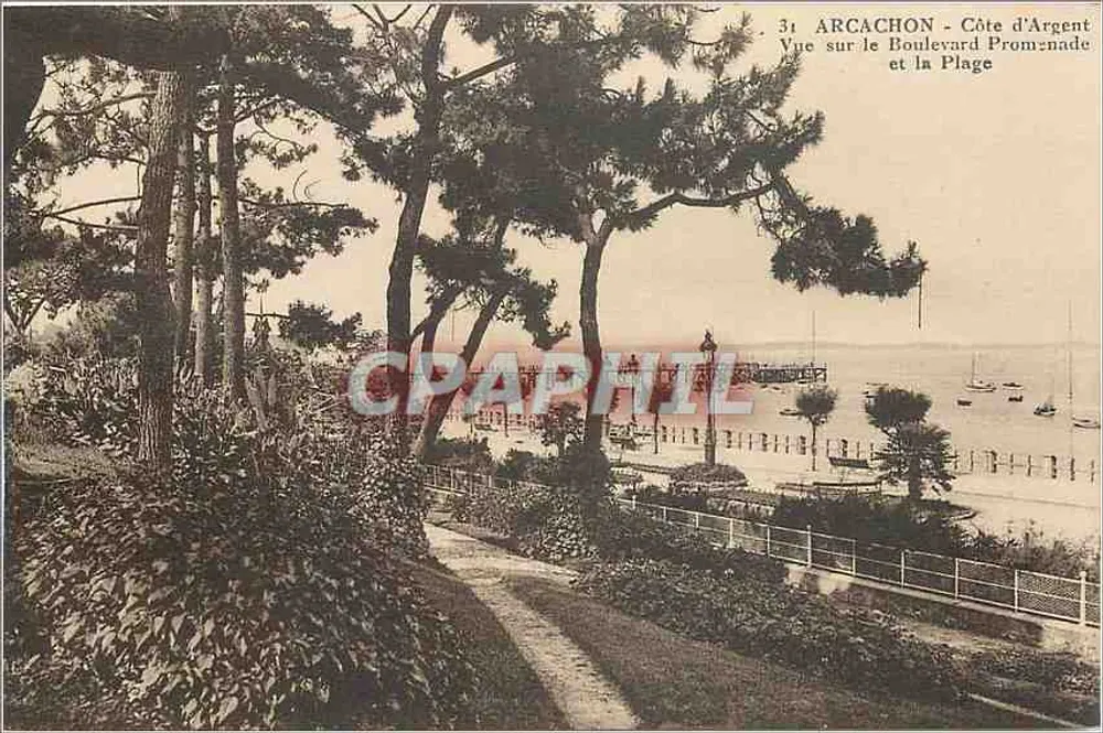 Arcachon - Côte d'Argent - Ansicht des Promenadenboulevards und der Strandpromenade - Vorderseite