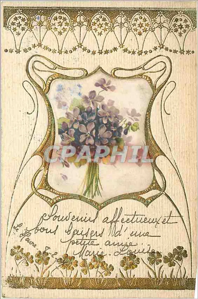 Bouquet de violetas — souvenir afectuoso — editor não identificado - Frente