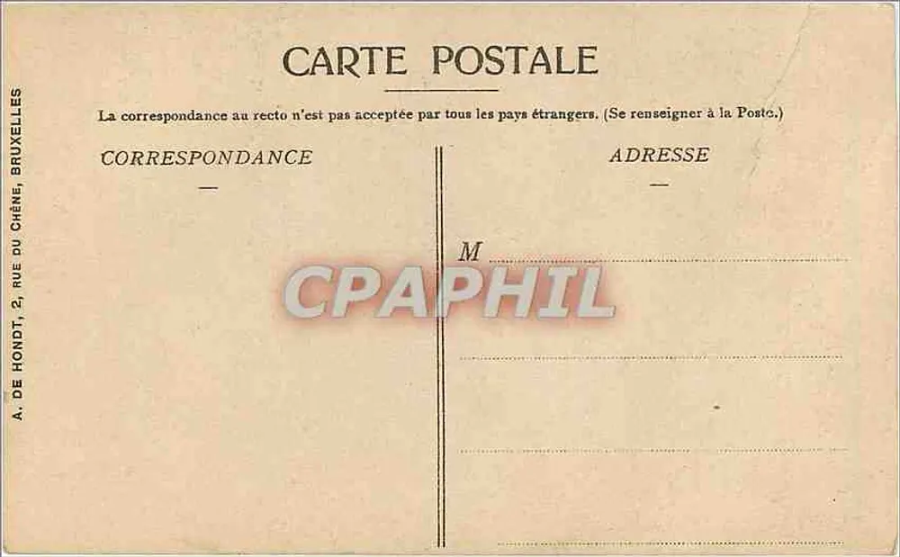Brussel — Stoel van Sint-Gudula — uitgever A. De Hondt, 2 rue de Hondt - Achterkant