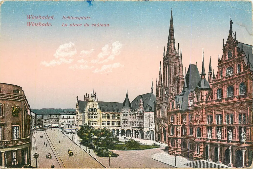 Wiesbaden. Schlossplatz. Plac zamkowy. - Awers