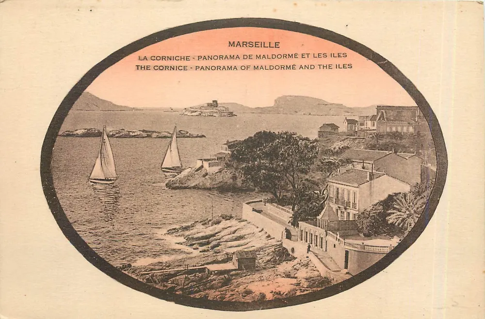 Marseille - La Corniche, panorama de Maldormé et les îles — T. Claret - Recto