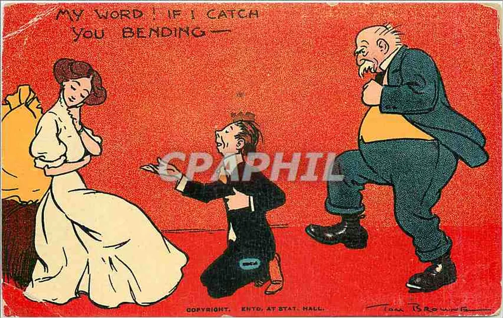 Cena cômica — 'My Word! If I Catch You Bending' — Tom Browne, série 207-1 - Frente