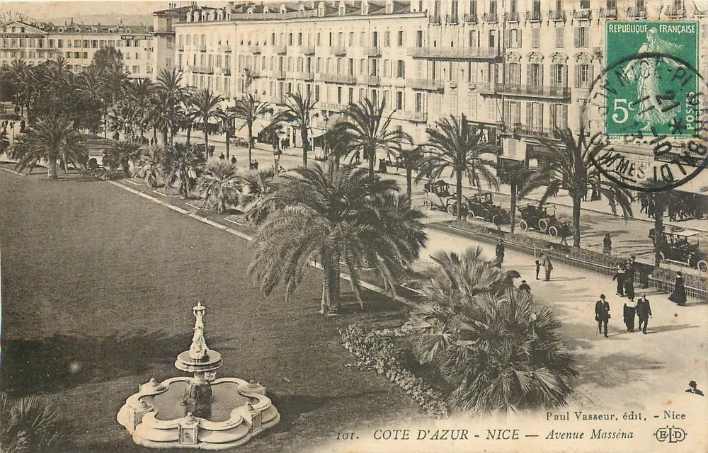 Avenida Masséna — Nice — Costa Azul — Paul Vasseur, editor — n°101 - Frente
