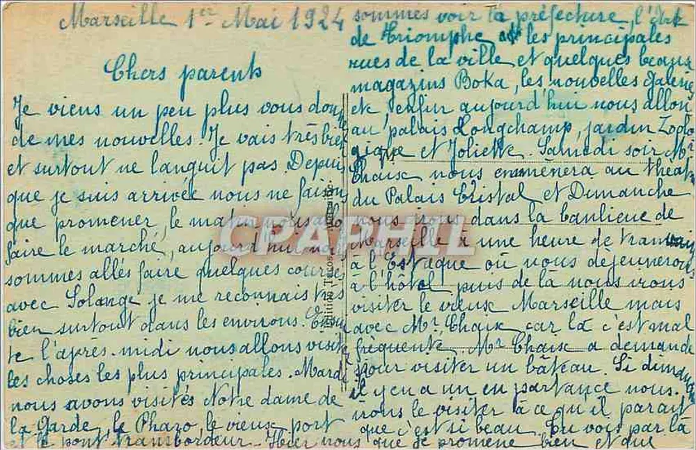 Marselha — Palácio Longchamp (Motivo principal) — R.V. - Verso