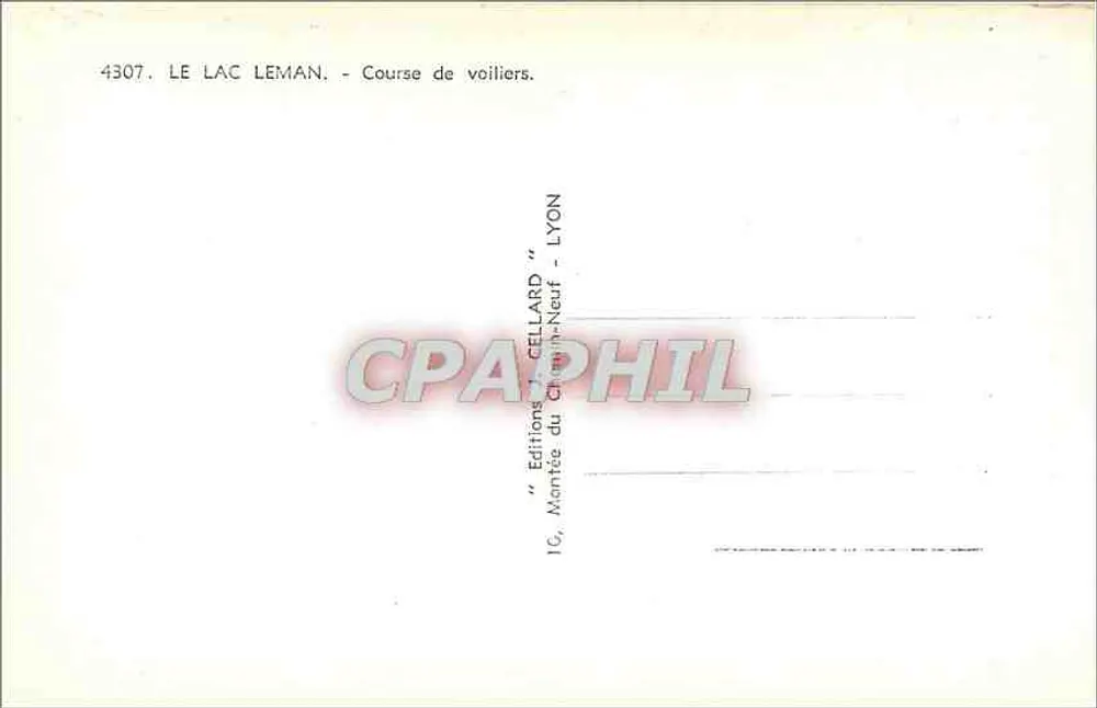 O Lago Léman — Corrida de barcos a vela — Edições Cellaard, Lyon - Verso