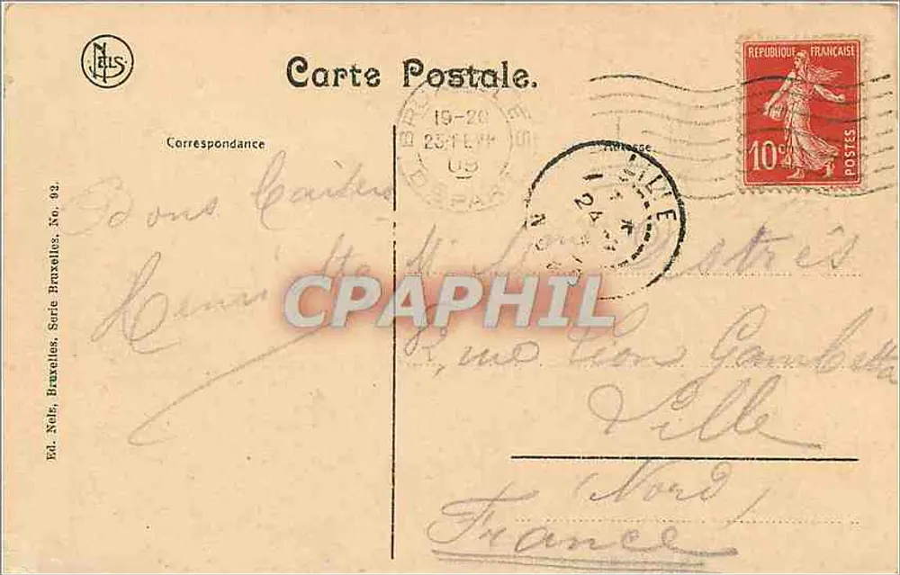 Bruxelles — Case delle Corporazioni — Ed. Nels, Serie Bruxelles, No. 82 - Verso