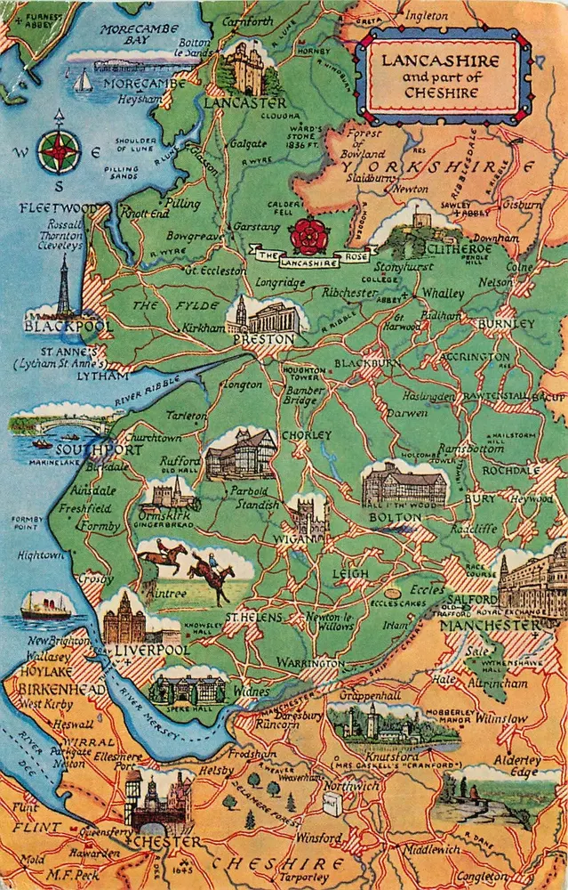 Lancashire e parte do Cheshire — Printed and Published by J. Salmon, Sedbergh, England — n° 4641 - Frente