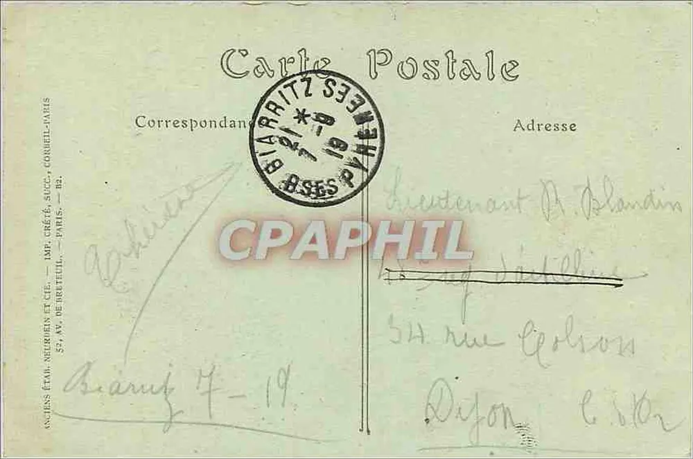 Biarritz — O Rochedo da Virgem — ND 160C - Verso