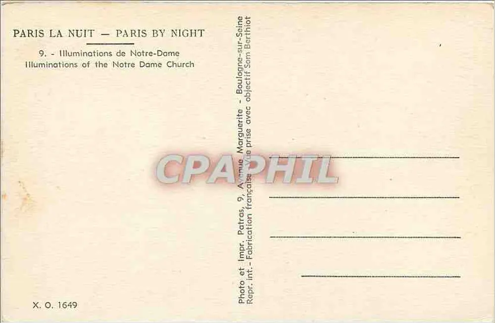 Notre-Dame de Paris — Iluminações noturnas — Patras - Verso