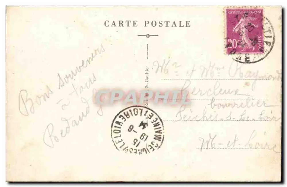 St-Gaultier (Indre) — Vista Geral — Editor: C. P. A. G. (n° 103) - Verso