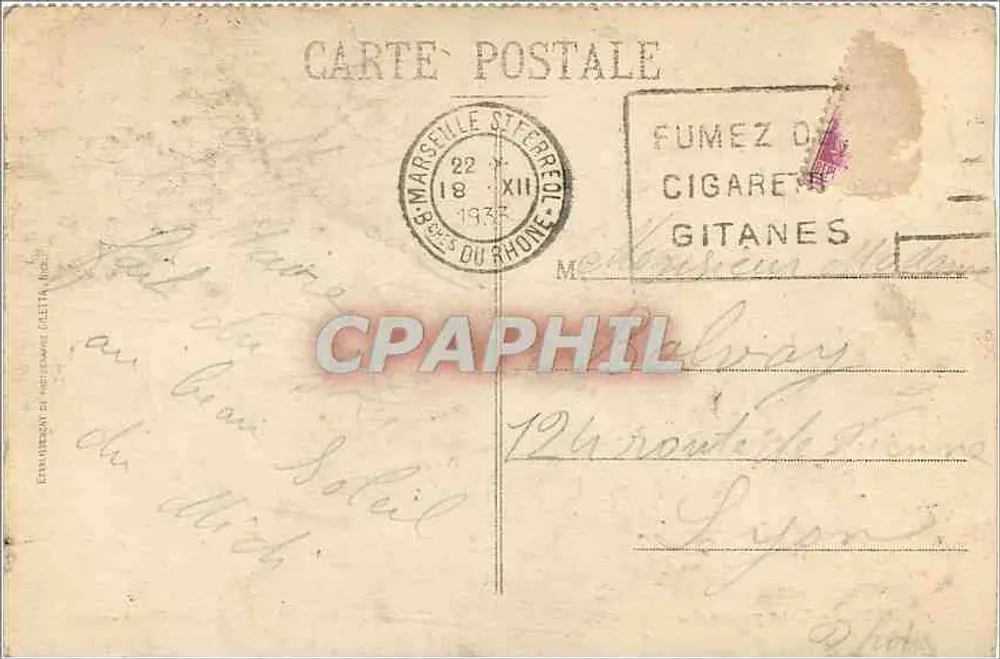 NICE — Vue prise du Château — Édition Gitanes - Verso