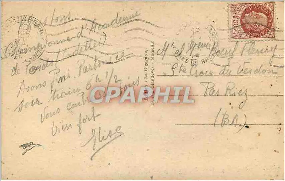 Marselha — Nossa Senhora da Guarda — A Garça - Verso