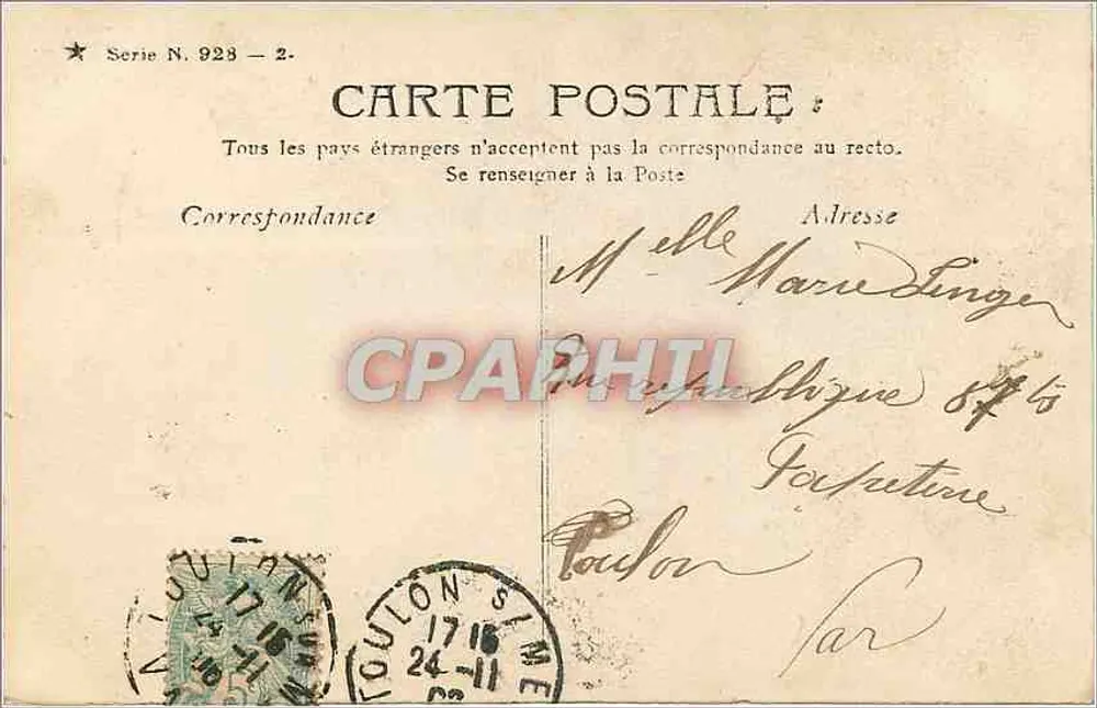 Dzieci bawiące się na plaży — Stebbing Paris — seria N° 928 - Rewers