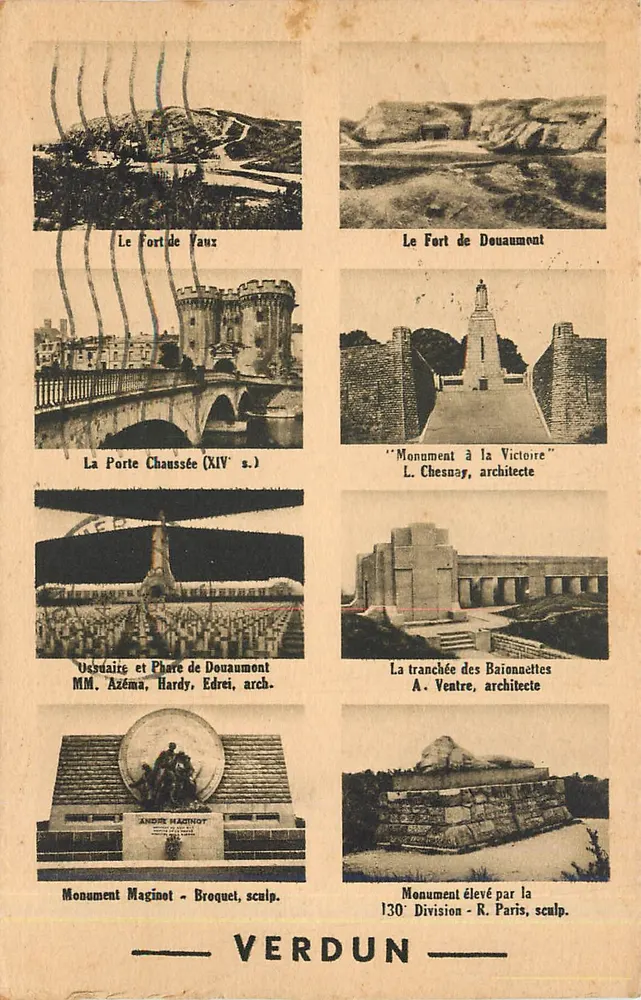 Verdun — Locais e monumentos da guerra — Editor não identificado, número de série não visível - Frente