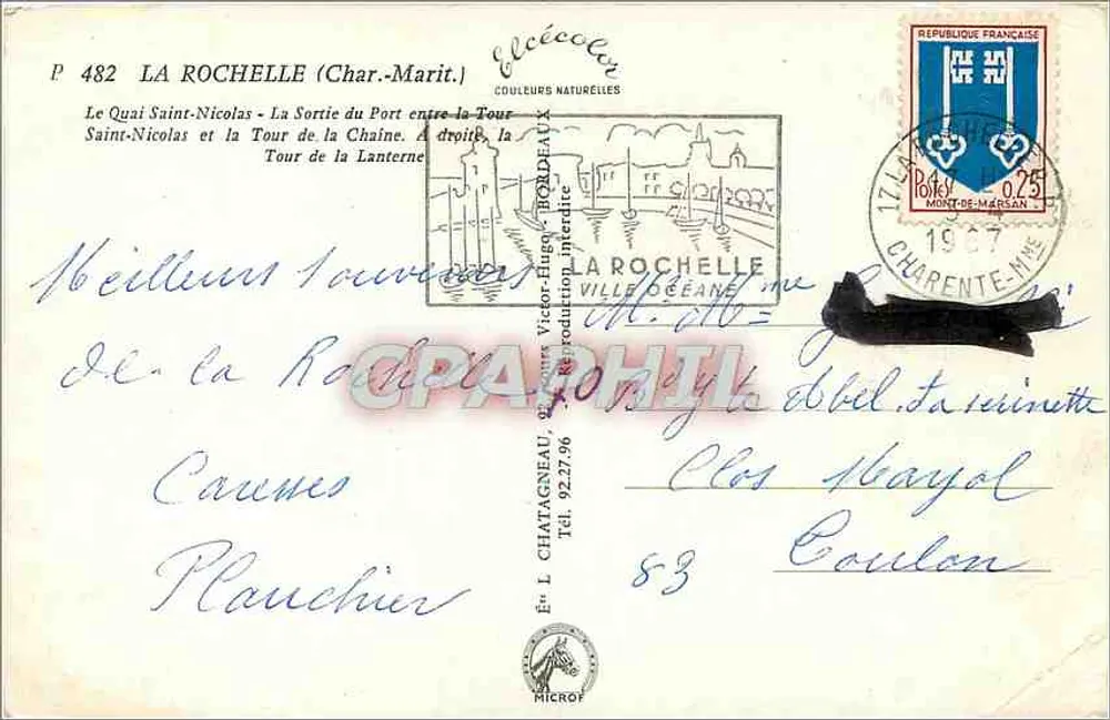 La Rochelle — Quai Saint-Nicolas e Torre da Cadeia — Editor Elcét - Verso