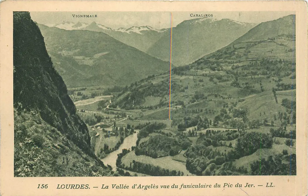 Tal von Argelès aus der Sicht des Seilbahns der Pic du Jer — Lourdes — LL. — N° 156 - Vorderseite