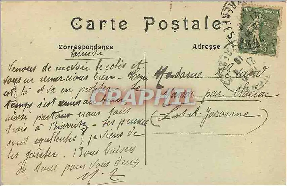 Bayonne — As Aréias — LL. — n° 96 - Verso