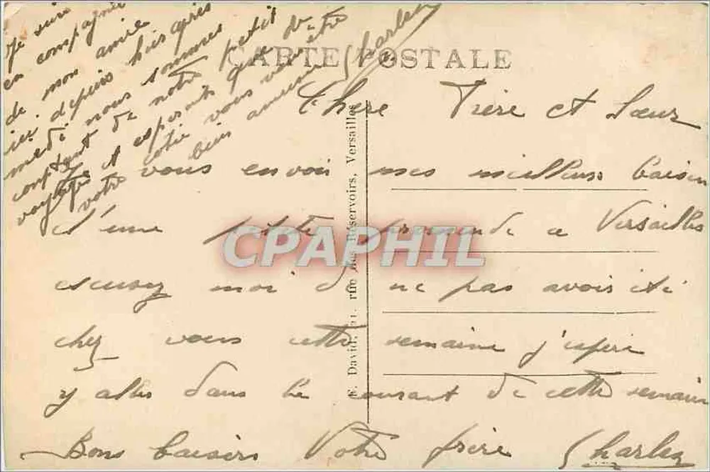 Versailles — Vue Générale du Parc et du Château — Éditeur non identifié, n° de série 1 - Verso
