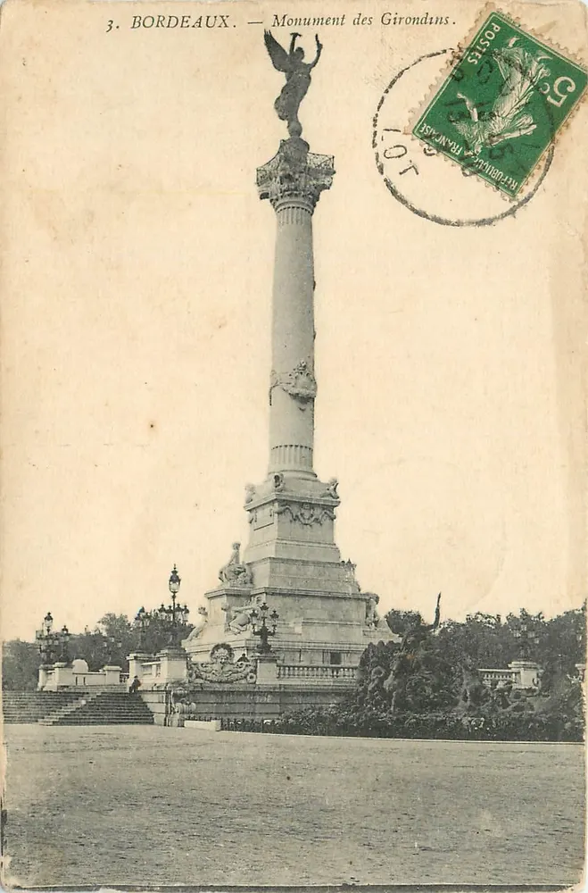 Bordeaux — Monument dos Girondinos — editor desconhecido, n°3 - Frente