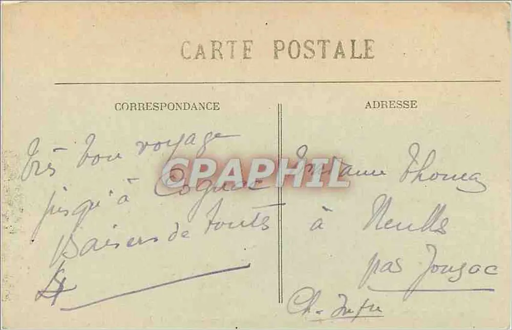 Bordeaux — A Praça dos Quinconces — Fototipia Marcel Delbey, Bordeaux, n° 341 - Verso