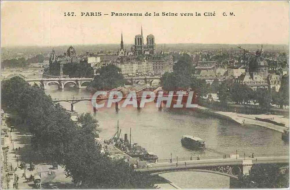 Paris — Panorama der Seine Richtung Cité — C. M. n°147 - Vorderseite