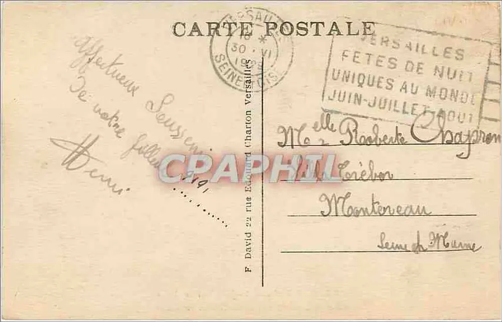 Versailles-L'Île - Ville — editor desconhecido, número de série 13 - Verso