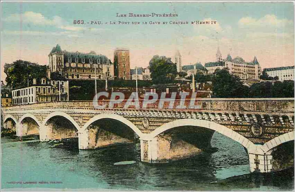 Pau - Der Brücke über den Gave und Schloss Henri IV — Léon Barbeau-Pyrénées, n°863 - Vorderseite