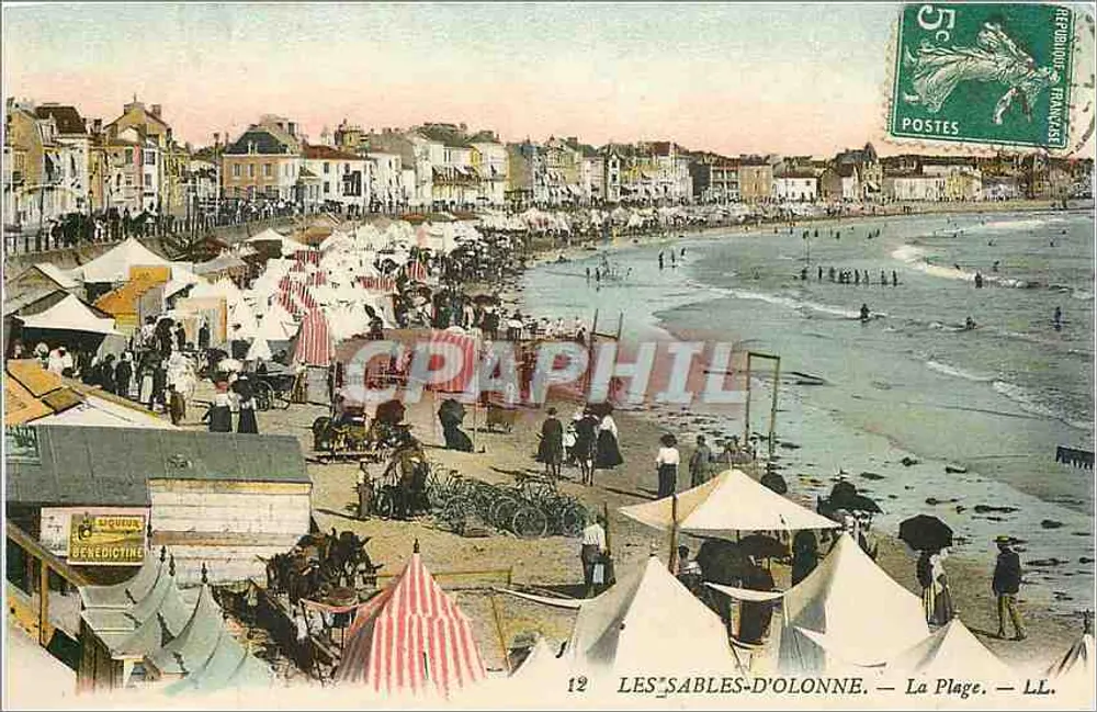 Les Sables-d'Olonne — A Praia — LL. — Editora LL, n°12 - Frente
