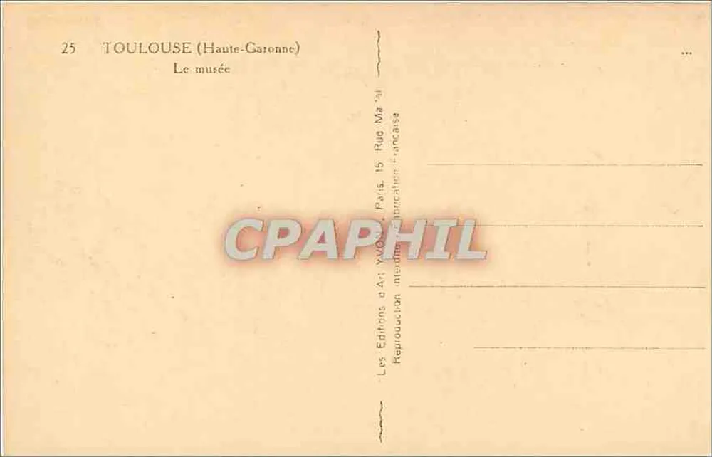Toulouse (Haute-Garonne) — O Museu — Edições de Arte Yvonne, Paris - Verso