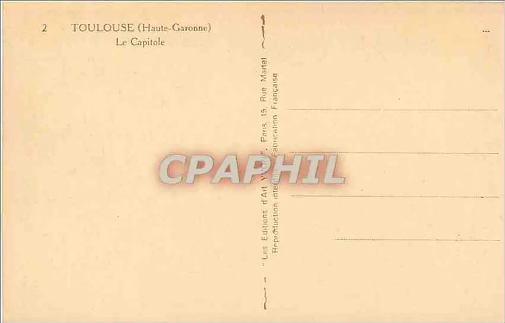 Toulouse (Haute-Garonne) — O Capitole — Les Éditions d'Art, Paris - Verso