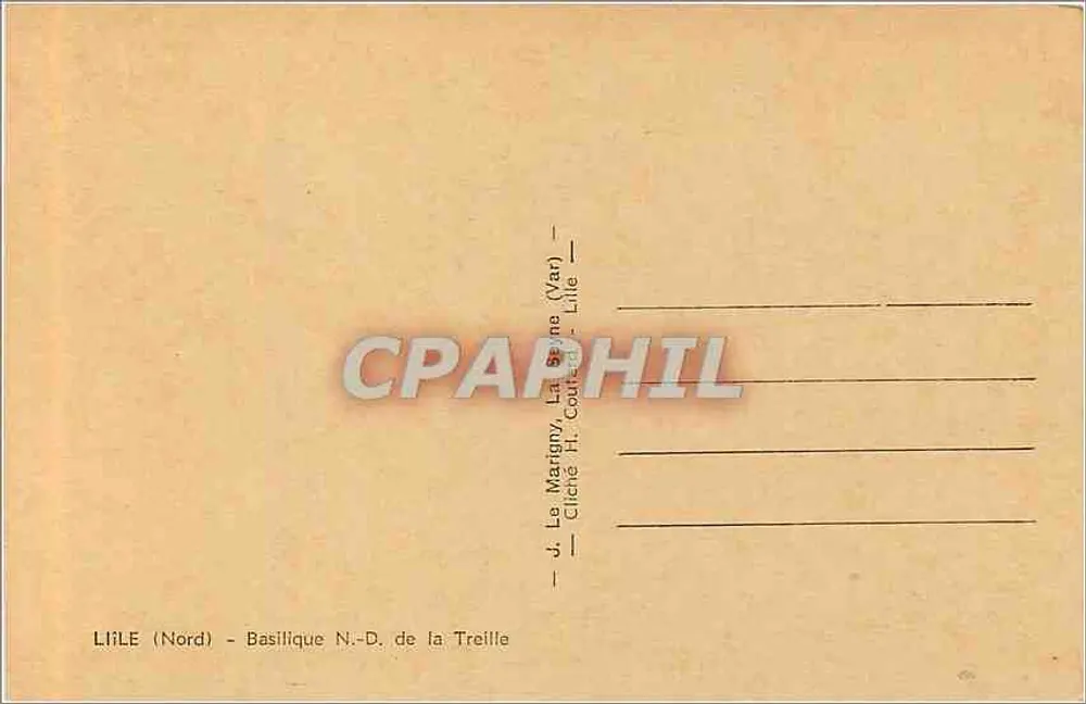 Lille (Nord) - Basílica N.-D. da Treille — J. Le Margny, cliché H. Coutard - Verso