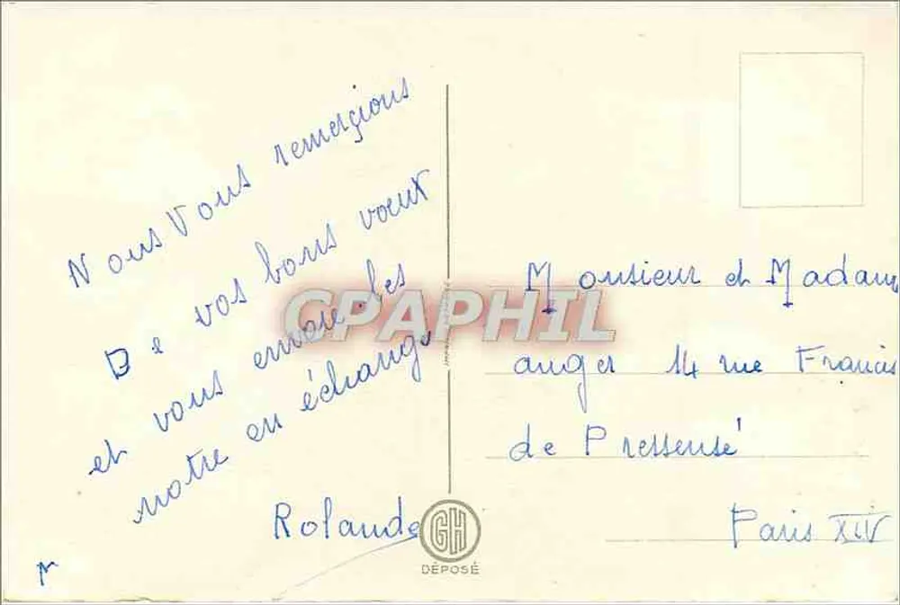 Duas rosas — vermelha e branca — Boa Ano — editor Rolande, Paris - Verso