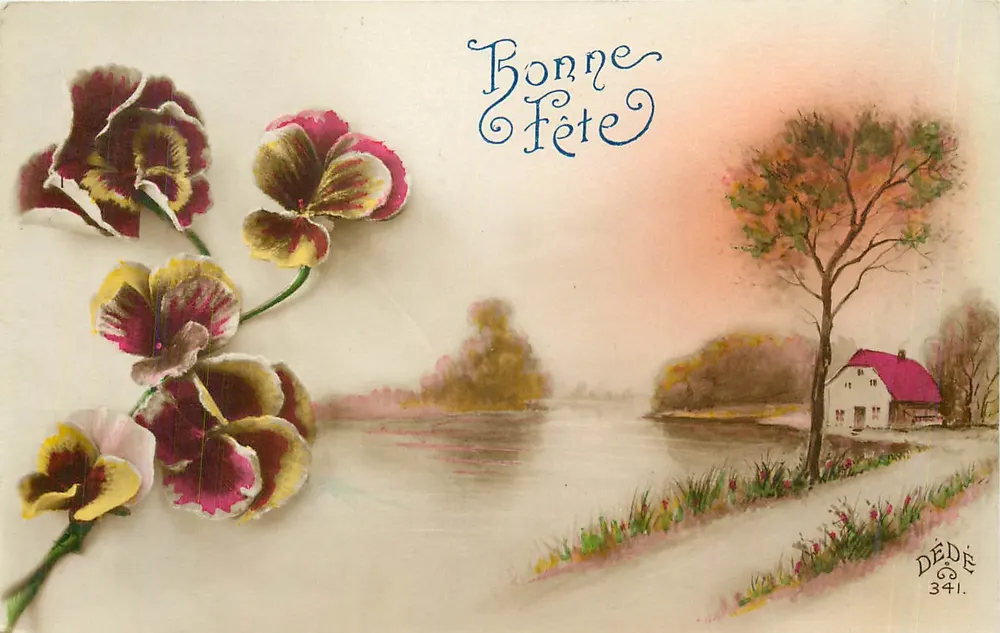 Flores e paisagem — Feliz Aniversário — DÉDÉ 341 - Frente